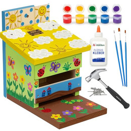 Produktbild von ITA Nistkasten Eichhörnchenhaus DIY Bastelset zum Zusammenbauen und Bemalen, Bausatz zum Bauen und Malen für Kinder Bastelset für Jungen & Mädchen