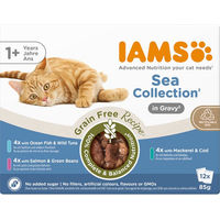 Produktbild von IAMS Advanced Nutrition Grain Free Sea Collection Katzen Nassfutter für Adult mit Fischstückchen in Sauce 48 x 85 g - 48 x 85 g