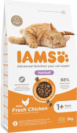 Produktbild von IAMS Advanced Nutrition Hairball Katzenfutter mit Huhn für erwachsene Langhaarkatzen 2 x 3 kg - 2 x 3 kg