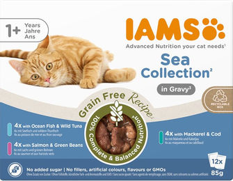 Produktbild von IAMS Advanced Nutrition Sea Collection Katzen Nassfutter Adult Stückchen in Sauce Getreidefrei 24 x 85 g - 24 x 85 g
