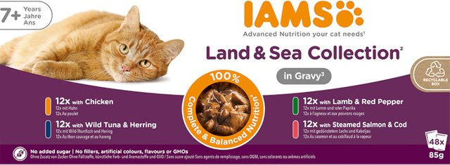 Produktbild von IAMS Advanced Nutrition Senior 7+ Land & Sea Collection Stückchen in Sauce Mixpaket 96 x 85 g - 96 x 85 g