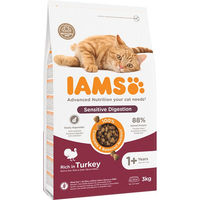 Produktbild von IAMS Advanced Nutrition Sensitive Digestion Katzenfutter mit Pute für erwachsene Katzen ohne Farb- und Aromastoffe 3 kg - 3 kg