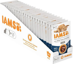 IAMS Delights Katzenfutter Nass Thunfisch & Hering in Gelee für erwachsene Katzen 24 x 85g – Bild 1 von 1