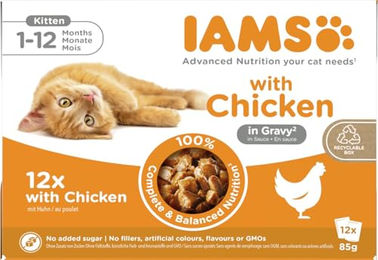 IAMS Delights Kitten Nassfutter Huhn in Sauce 12 x 85 g - 12 x 85 g – Bild 1 von 13