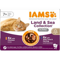 Produktbild von IAMS Delights Senior Katzen Nassfutter Land & Sea Collection Huhn und Fisch in Sauce 12 x 85 g - 12 x 85 g