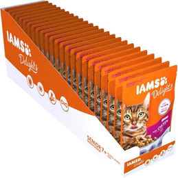 IAMS Delights Senior Katzenfutter Huhn in Sauce, GMO-frei, 24 x 85 g – Bild 1 von 1