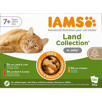 Produktbild von IAMS Delights Senior Katzenfutter Nass Multipack mit Huhn, Lamm und Rind in Gelee 12 x 85 g - 12 x 85 g