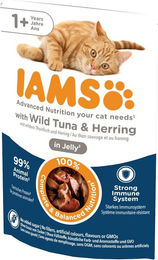 Produktbild von IAMS Katzen Nassfutter Adult Thunfisch und Hering in Gelee 85g - 85 g
