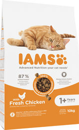 IAMS Katzenfutter Adult Huhn und Pute mit hohem Fleischanteil ohne Farb- und Aromastoffe sowie Konservierungsstoffe - 10 kg – Bild 1 von 9