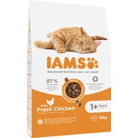 Produktbild von IAMS Katzenfutter Adult Huhn und Pute mit hohem Fleischanteil ohne Farb- und Aromastoffe sowie Konservierungsstoffe - 10 kg