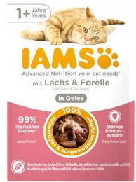 Iams Katzenfutter Adult mit Lachs und Forelle in Gelee 90g – Bild 1 von 2