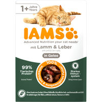 Produktbild von IAMS Nassfutter für Katzen Adult mit Lamm und Leber in Gelee ohne Zucker 85 g
