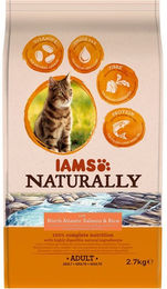 Produktbild von IAMS Naturally Cat Adult Katzenfutter Lachs und Huhn ohne Farb- und Aromastoffe 2 x 2,7 kg - 2 x 2,7 kg