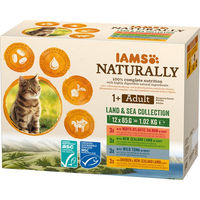 Produktbild von IAMS Naturally Cat Adult Land & Sea Collection Katzen Nassfutter Stückchen in Sauce 48 x 85 g - 48 x 85 g