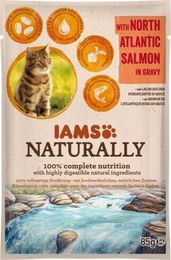 IAMS Naturally Katzenfutter Adult mit Nordatlantik Lachs in Sauce 85 g - 85 g – Bild 1 von 3