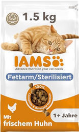 IAMS Sterilisiert Katzenfutter Huhn Adult Gewichtskontrolle ohne Farb- und Aromastoffe 1,5 kg - 1,5 kg – Bild 1 von 13