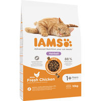 Produktbild von IAMS Trockenfutter für Katzen Adult Huhn gegen Haarballen ohne Farb- und Aromastoffe 10 kg - 10 kg