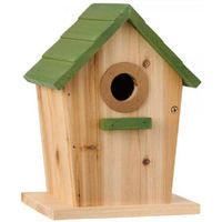 Produktbild von Ib Laursen Vogelhaus aus Holz in Natur mit grünen Akzenten