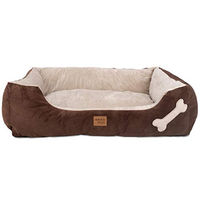 Produktbild von ib style Buddy Hundebett aus Plüsch für mittelgroße Hunde in Braun mit abnehmbarem Bezug