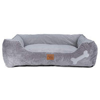 Produktbild von ib style Buddy Hundebett aus Plüsch in Grau für mittelgroße Hunde mit abnehmbarem Bezug