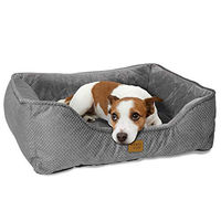 Produktbild von ib style Milo Hundebett aus Plüsch für kleine Hunde in Grau Größe S mit abnehmbarem Bezug
