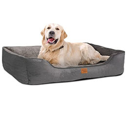 ib style Milo Hundebett aus Plüsch in Grau Grösse L für mittelgroße Hunde – Bild 1 von 3