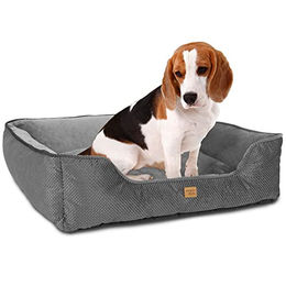 Produktbild von ib style Milo Hundebett und Katzenbett in Grau, Waschbare Hundecouch mit Anti-Rutsch-Funktion, Größe M für mittelgroße Hunde