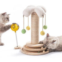 Produktbild von Ibenzoa 4-in-1 Kratzbaum für Katzen aus Naturholz und Sisal mit Kugelbahn und Massage-Aufsatz 45 cm