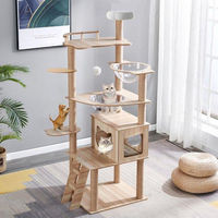 Produktbild von Ibenzoa Kratz- und Kletterbaum für Katzen 170 cm holzfarben mit 7 Etagen Sisal-Kratzstangen und transparentem Aussichts-Raumschiff