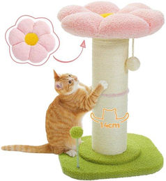 Ibenzoa Kratzbaum für Wohnungskatzen mit Blumenplattform und robuster Kratzsäule in Rosa – Bild 1 von 1