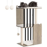 Produktbild von Ibenzoa Kratzbaum Grau 3-stufiger Katzenbaum mit 2 Sisal-Kratzsäulen und 3 XL-Plattformen 111 cm