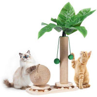 Produktbild von Ibenzoa Kratzpalme mit Spielzeug und Kratzpfosten aus Holz mit Sisal für kleine und mittelgroße Katzen 45 cm