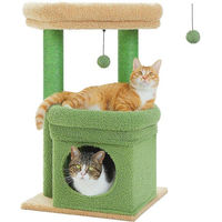 Produktbild von Ibenzoa mehrstöckiger Kratzbaum mit 2 Sisal-Kratzsäulen und gepolsterter Liegefläche für Katzen in frischem Grün