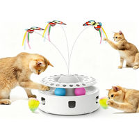 Produktbild von ibettertec 3-in-1 Interaktives Katzenspielzeug Automatisches Intelligenzspielzeug mit flatterndem Schmetterling für erwachsene Katzen Weiß