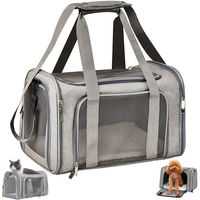 Produktbild von IBS HappyHome Tiertransporttasche aus Polyester für Katzen und kleine Hunde, grau, faltbar