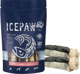 ICEPAW Lachsrouladen Zahnpflege-Snack für Hunde aus Lachs und Rind Monoprotein 200g – Bild 1 von 4