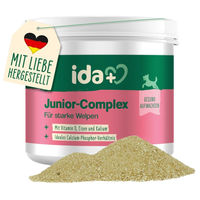 Produktbild von Ida Plus Junior Complex Nahrungsergänzungsmittel für Hundewelpen mit Vitaminen und Mineralstoffen zur Unterstützung von Gelenken, Knochen sowie Haut und Fell 400g