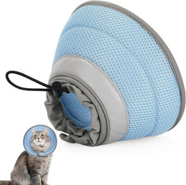 IDOGCHEW Schutzkragen für Katzen Weich aus Stoff Blau Größe M – Bild 1 von 7