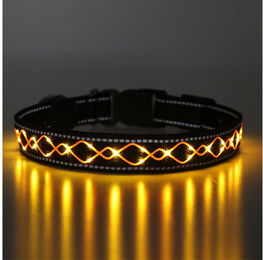 Illes-Laedchen LED Hundehalsband mit Blinklicht USB wiederaufladbar in Gelb und Schwarz – Bild 1 von 2