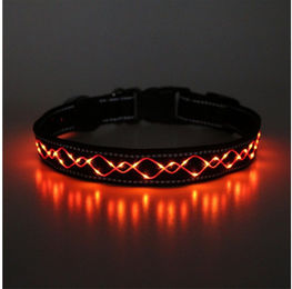 Illes-Laedchen LED Hundehalsband mit Blinklicht USB wiederaufladbar in Orange und Schwarz – Bild 1 von 2