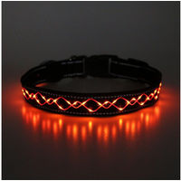 Produktbild von Illes-Laedchen LED Hundehalsband mit Blinklicht USB wiederaufladbar in Orange und Schwarz