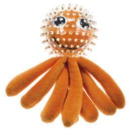 Produktbild von IMAC Hundespielzeug Gummiball mit Stofftier Tintenfisch in Orange
