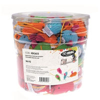 Produktbild von Imac Katzenspielzeug Set mit 96 bunten Spielmäusen aus Filz und Seilschwanz im Topf 5,5 cm