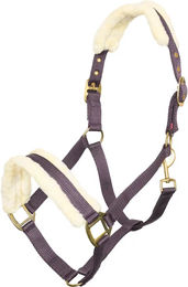 Imperial Riding Classic Fur Pferdehalfter aus Nylon mit Kunstfellpolsterung für Fohlen in Bordeaux mit Gold- und Roségold-Details – Bild 1 von 2
