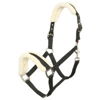 Produktbild von Imperial Riding Classic Fur Pferdehalfter aus Nylon mit Kunstfellpolsterung in Schwarz mit Gold-Details Full Halfter