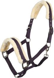 Imperial Riding Classic Fur Pferdehalfter für Fohlen aus Nylon in Black Berry mit Kunstfellpolsterung und Gold-Details – Bild 1 von 2
