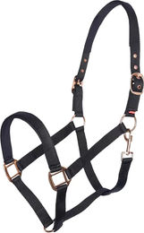 Produktbild von Imperial Riding Classic Sport Pferdehalfter aus Nylon in Schwarz und Gold Rose