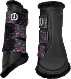 Imperial Riding Dressurgamaschen Flower Power mit Neopren und Kunstfellfutter in Schwarz-Bunt Größe XL – Bild 1 von 2