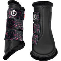 Produktbild von Imperial Riding Dressurgamaschen Flower Power mit Neopren und Kunstfellfutter in Schwarz-Bunt Größe XL