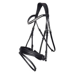 Imperial Riding Fria Trense aus Büffelleder mit Schafslederpolsterung und Strass Stirnband Schwarz Pony – Bild 1 von 3